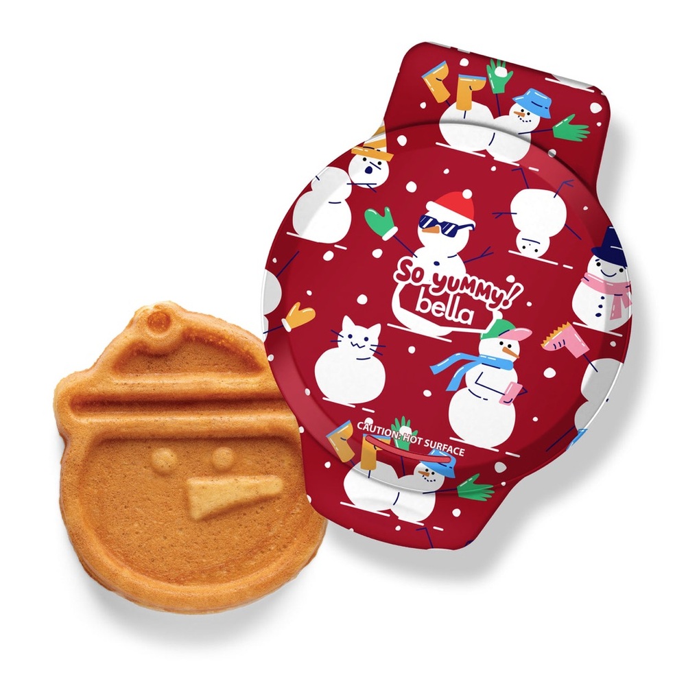 So Yummy! Mini Dunker Waffle Maker Red Snowman Pattern